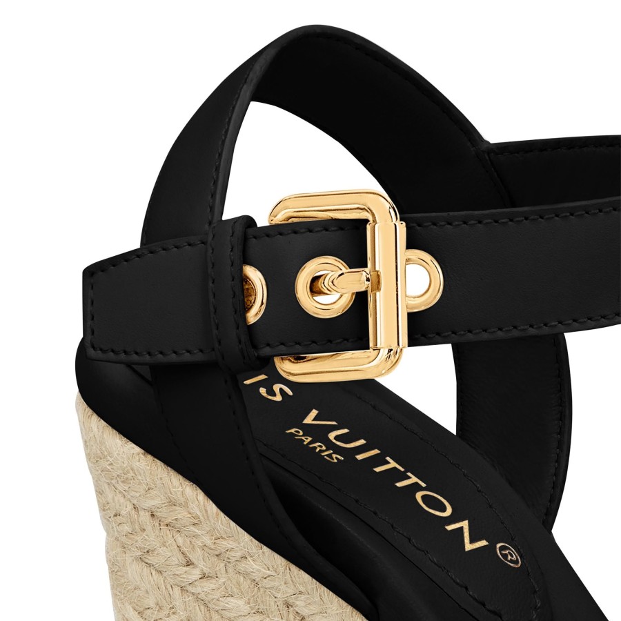 Women Louis Vuitton Sandals And Espadrilles | Starboard Wedge Sandal Black