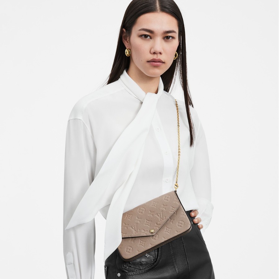 Women Louis Vuitton Leather Bags | Felicie Pochette Turtledove