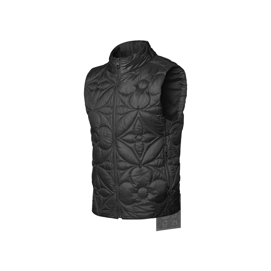 Men Louis Vuitton Coats And Outerwear | Lvse Padded Monogram Flower Gilet Black