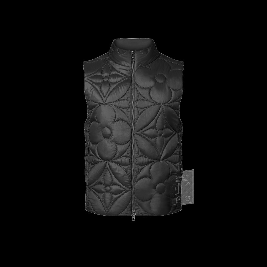 Men Louis Vuitton Coats And Outerwear | Lvse Padded Monogram Flower Gilet Black