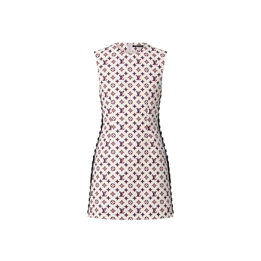 Women Louis Vuitton Dresses | Leather Trim Tricolor Monogram Dress