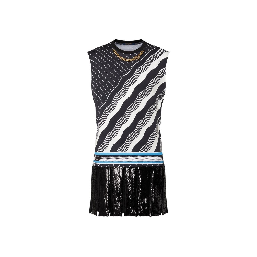 Women Louis Vuitton Dresses | Monogram Wave Sequin Panel T-Shirt Dress