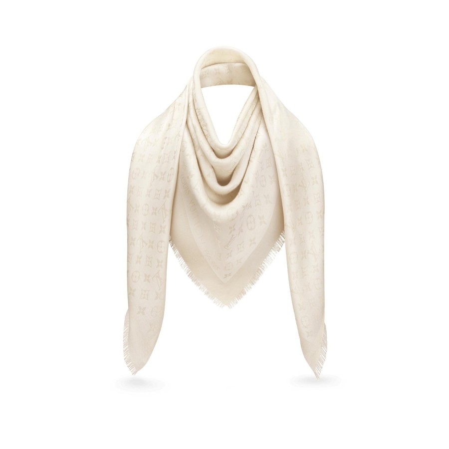 Women Louis Vuitton Shawls And Stoles | Monogram Shine Shawl White