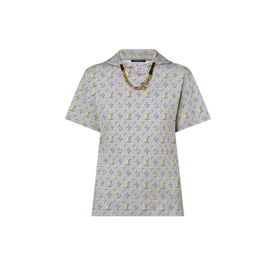 Women Louis Vuitton Tops | 3D Monogram Hooded T-Shirt Grey