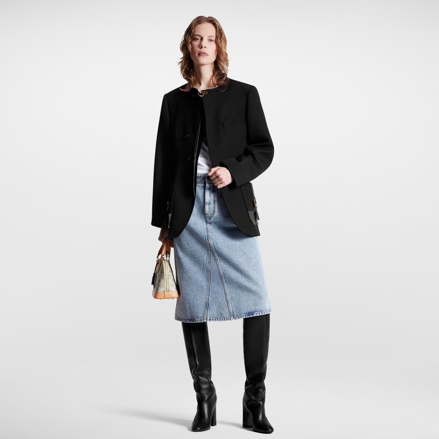 Women Louis Vuitton Coats And Jackets | Leather Accent Asymmetrical Blazer