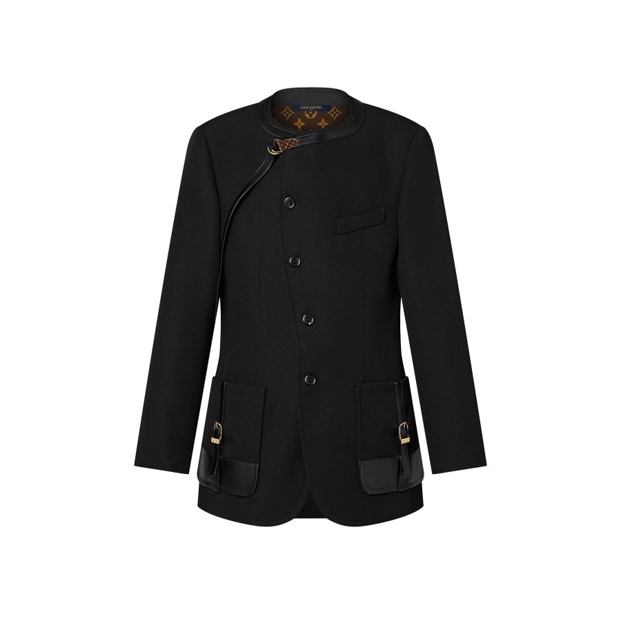 Women Louis Vuitton Coats And Jackets | Leather Accent Asymmetrical Blazer