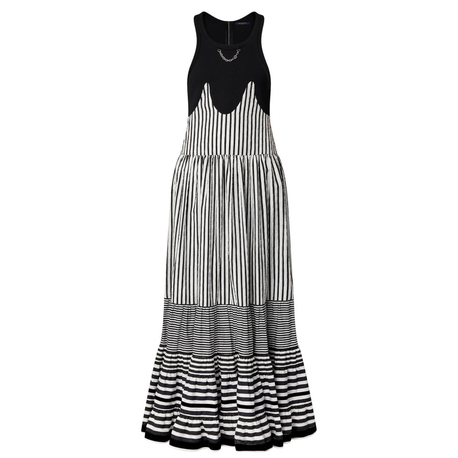 Women Louis Vuitton Dresses | Mixed Stripes Tiered Dress