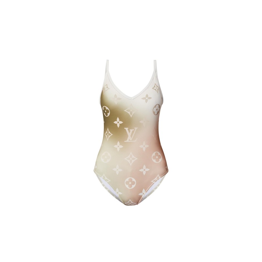 Women Louis Vuitton Swimwear | Monogram Gradient Cut-Out One-Piece Swimsuit Beige