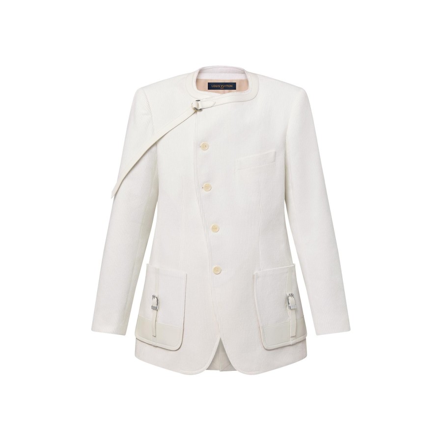 Women Louis Vuitton Coats And Jackets | Corduroy Leather Accent Asymmetrical Blazer