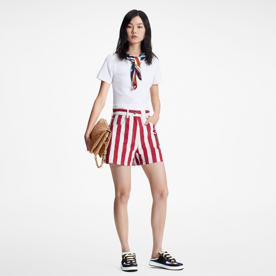 Women Louis Vuitton Denim | Parasol Stripes Denim Shorts