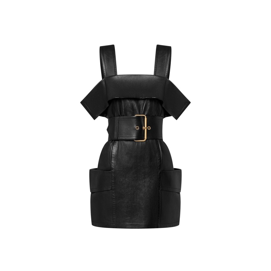 Women Louis Vuitton Dresses | Oversized Belt Calfskin Utility Dress