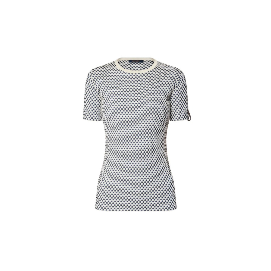 Women Louis Vuitton Knitwear | Mini Checkerboard Knit Top Milk White