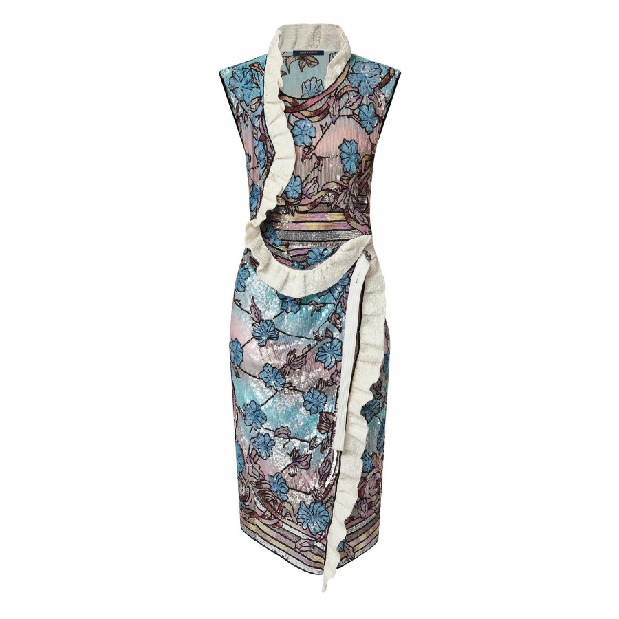 Women Louis Vuitton Dresses | Asnieres Sequin Ruffle Trim Wrap Dress