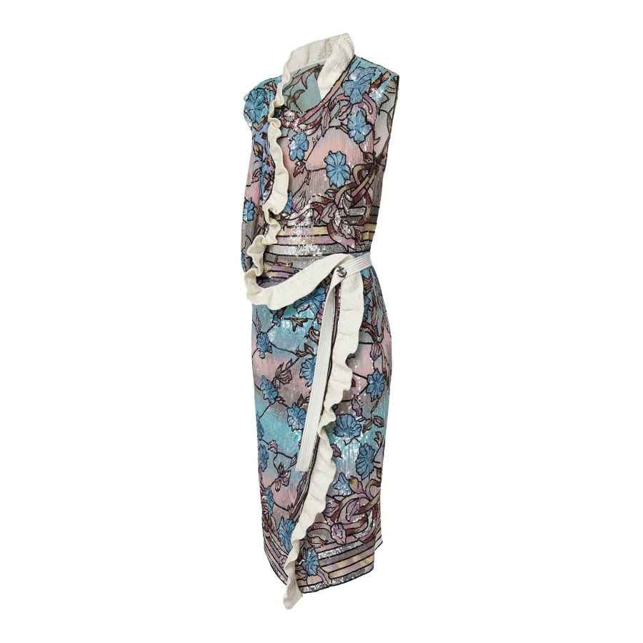 Women Louis Vuitton Dresses | Asnieres Sequin Ruffle Trim Wrap Dress