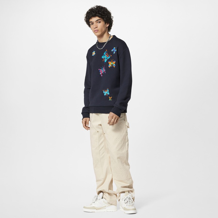 Men Louis Vuitton Knitwear And Sweatshirts | Lv Butterflies Crewneck Sweatshirt