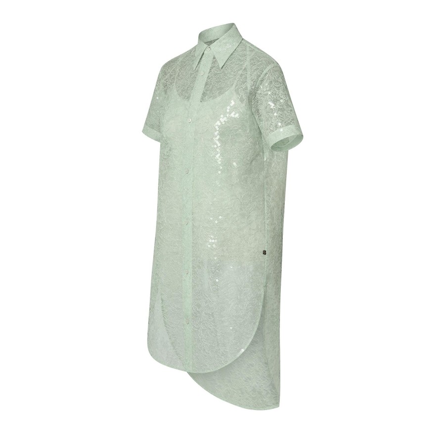 Women Louis Vuitton Dresses | Sheer Sequin Lace Shirt Dress