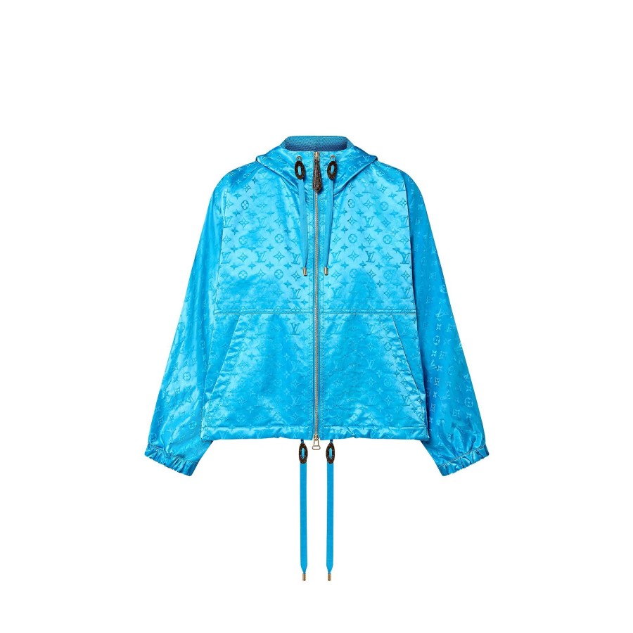 Women Louis Vuitton Coats And Jackets | Shiny Monogram Short Parka Turquoise