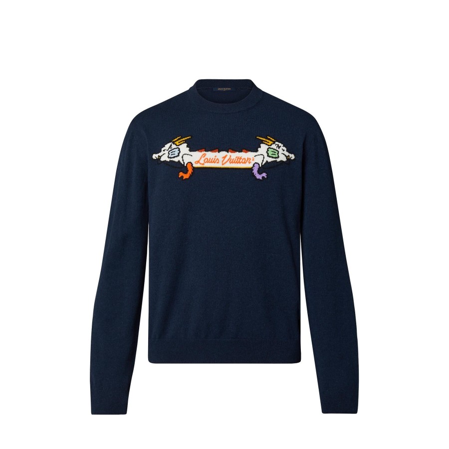 Men Louis Vuitton Knitwear And Sweatshirts | Intarsia Jacquard Graphic Cashmere Crewneck