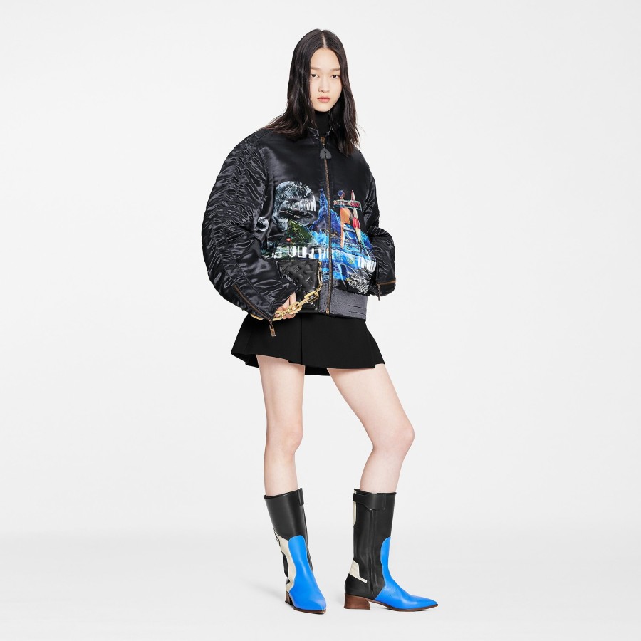 Women Louis Vuitton Coats And Jackets | Cosmic Motel Print Biker Bomber