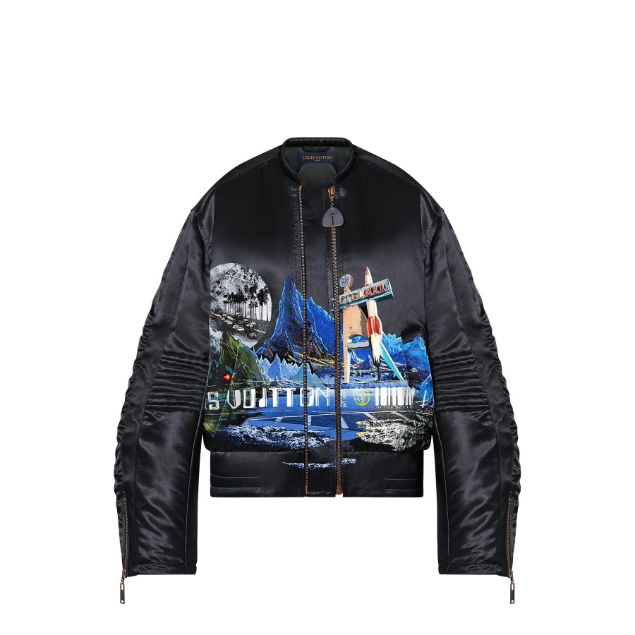 Women Louis Vuitton Coats And Jackets | Cosmic Motel Print Biker Bomber