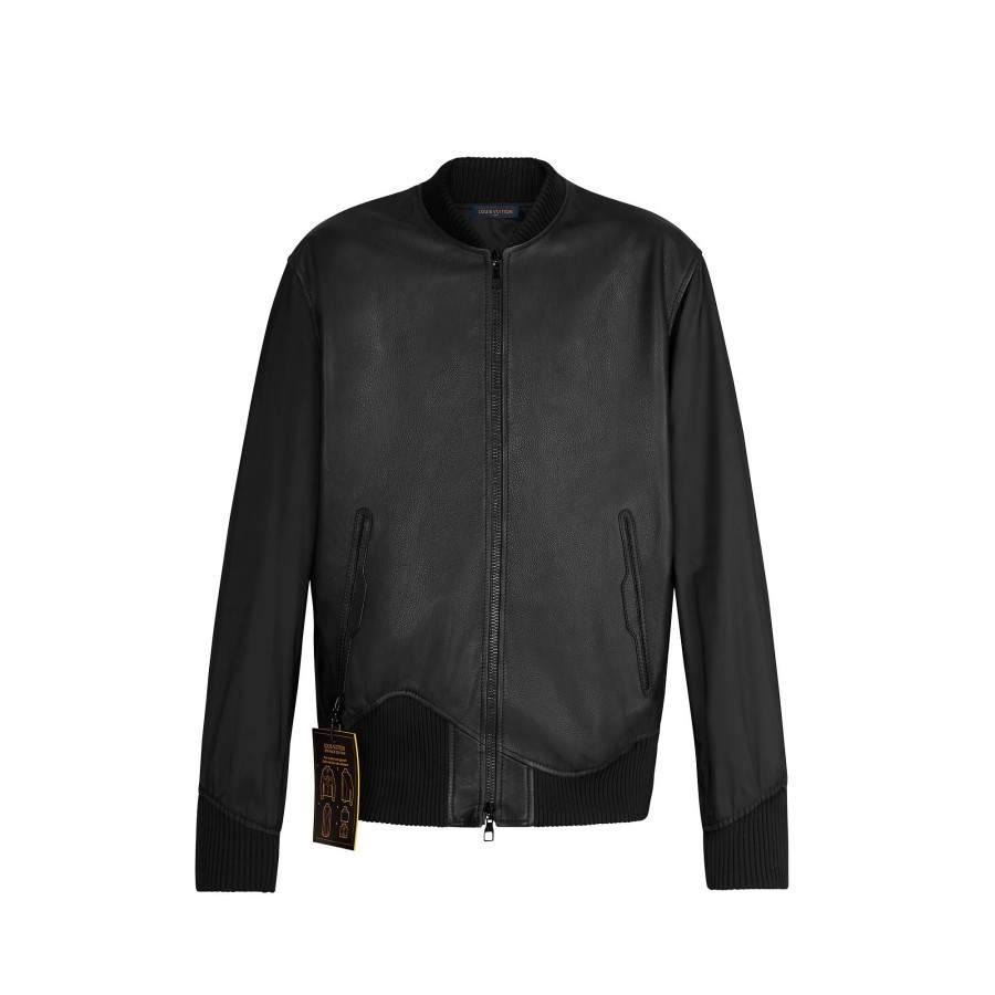 Men Louis Vuitton Coats And Outerwear | Reversible Leather Nylon Jacket Black