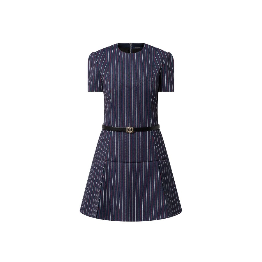 Women Louis Vuitton Dresses | 3D Pleat Tricolor Skater Dress