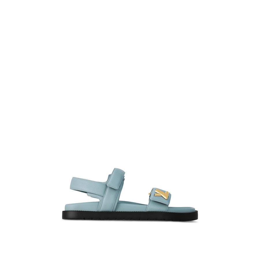 Women Louis Vuitton Sandals And Espadrilles | Lv Sunset Comfort Flat Sandal Light Blue