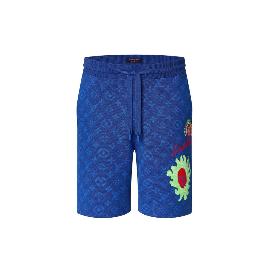 Men Louis Vuitton Pants | Lv X Yk Monogram Faces Knitted Shorts