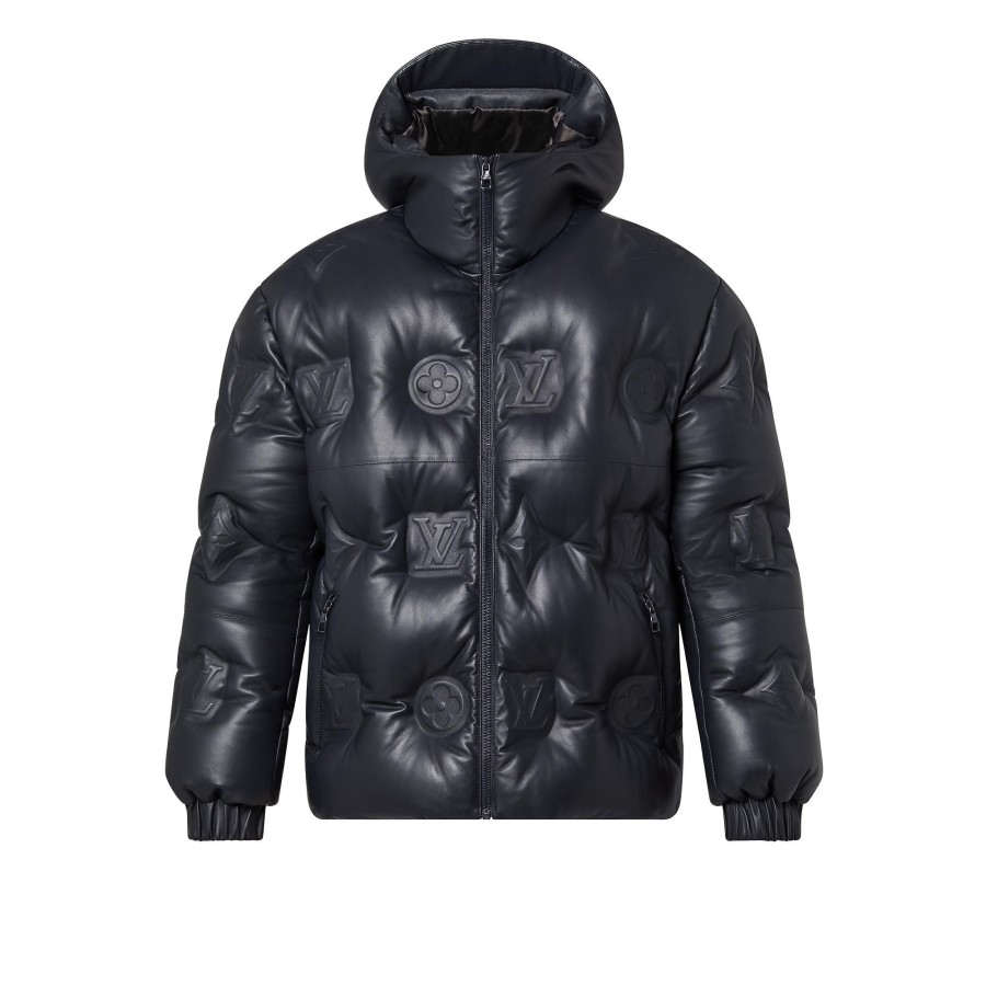 Men Louis Vuitton Coats And Outerwear | Monogram Leather Hooded Down Jacket