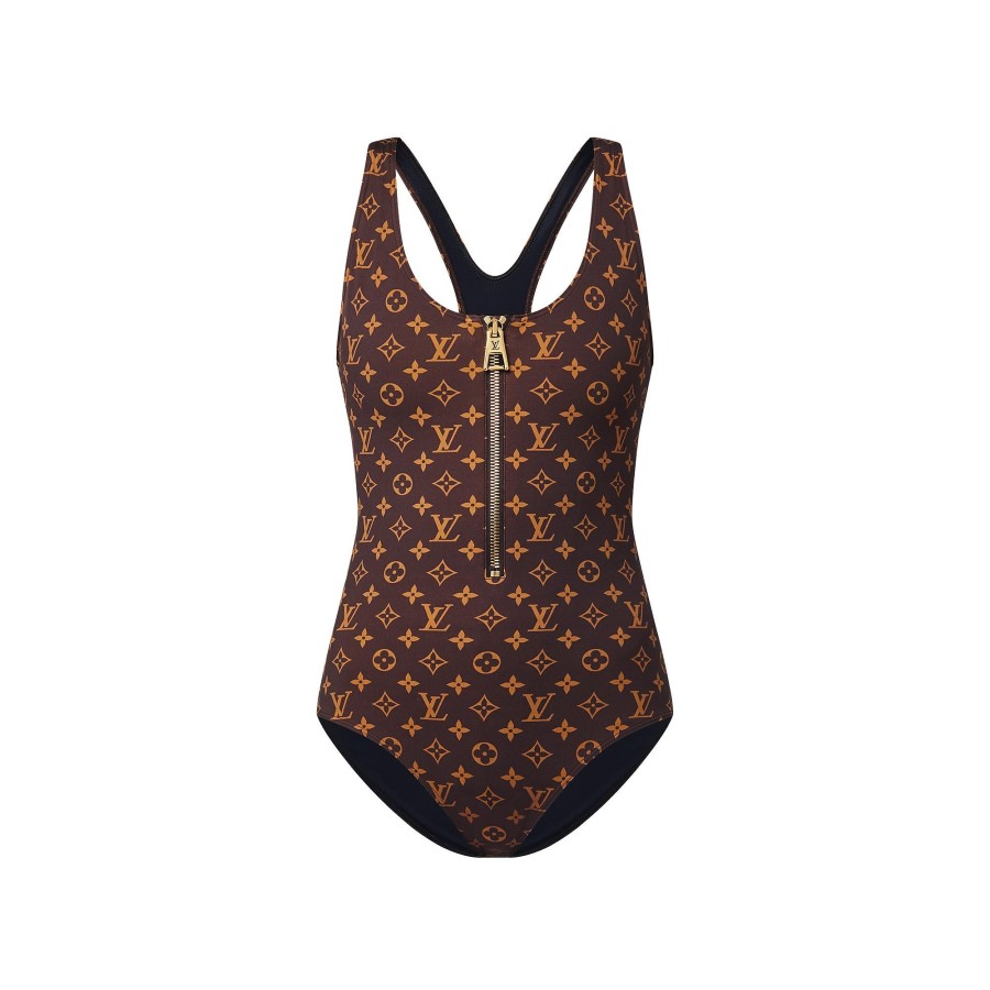 Women Louis Vuitton Swimwear | Zip-Up Monogram One-Piece Swimsuit