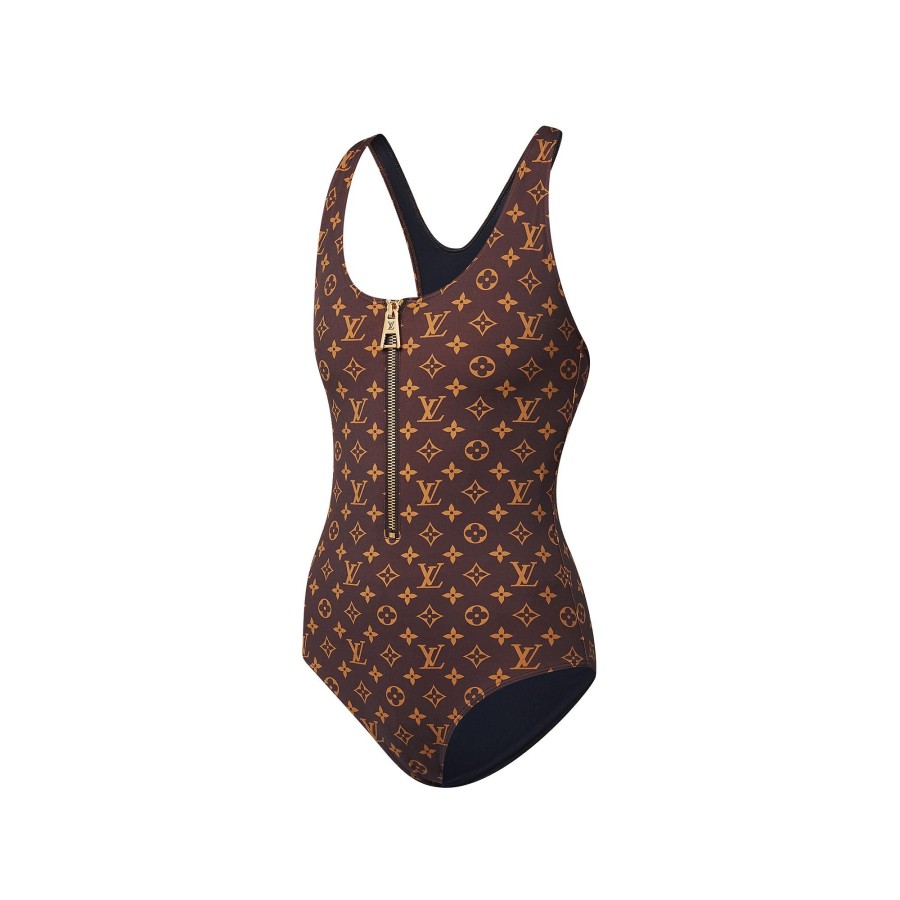 Women Louis Vuitton Swimwear | Zip-Up Monogram One-Piece Swimsuit