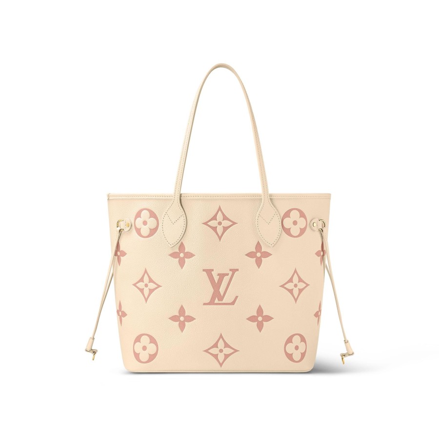 Women Louis Vuitton Leather Bags | Neverfull Mm Creme/Rose Trianon