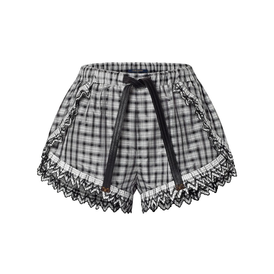 Women Louis Vuitton Skirts And Shorts | Check Ruffle Detail Mini Shorts