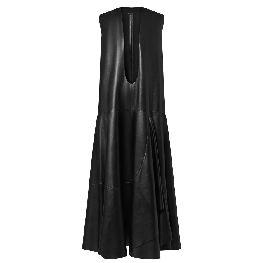 Women Louis Vuitton Dresses | U-Neck Leather Tent Dress