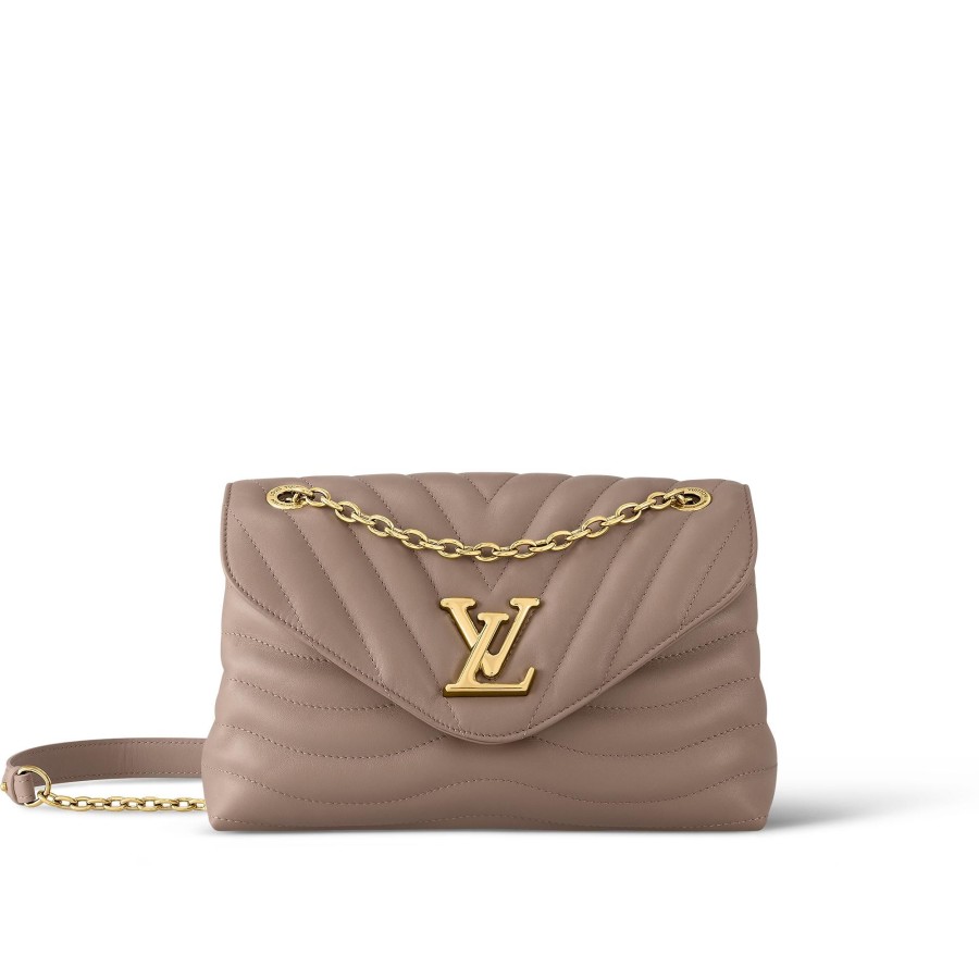 Women Louis Vuitton Leather Bags | New Wave Chain Bag Gm Taupe