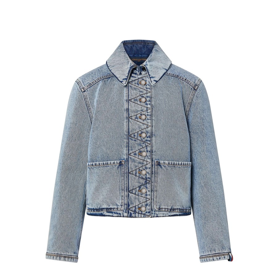 Women Louis Vuitton Coats And Jackets | Bleached Denim Boxy Jacket