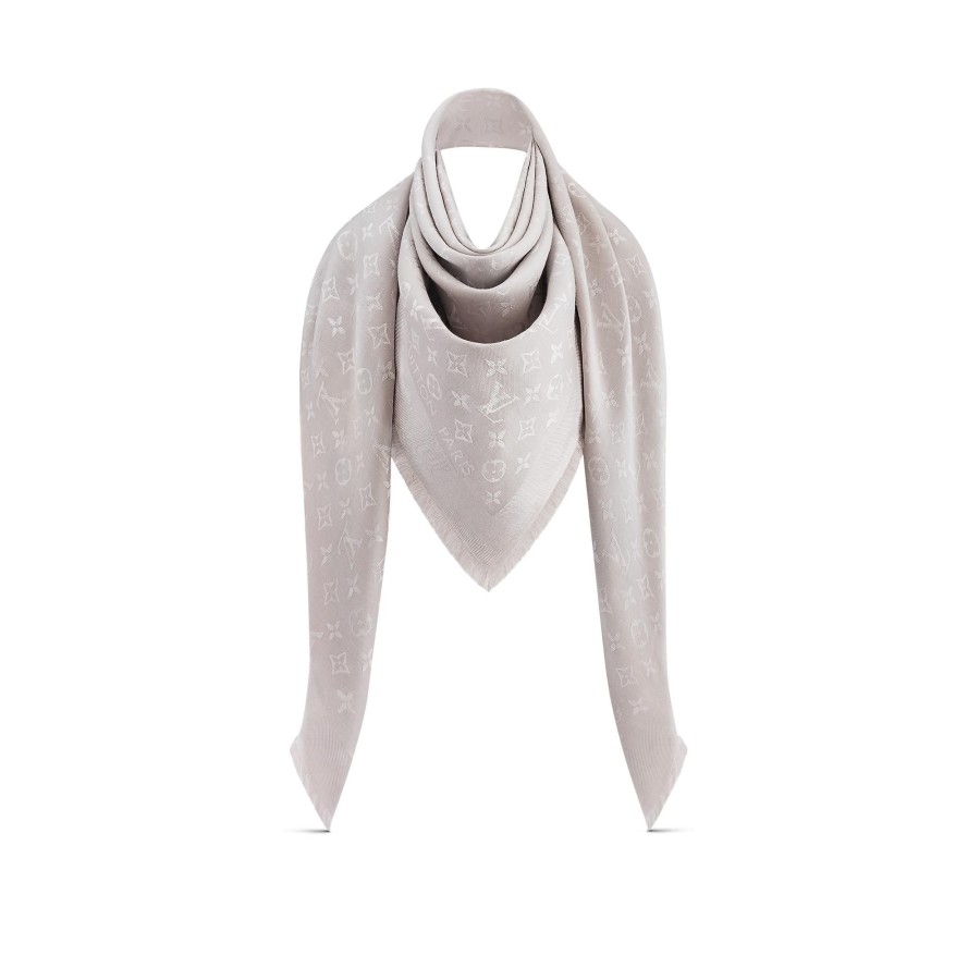 Women Louis Vuitton Shawls And Stoles | Monogram Classic Shawl Pearl Grey