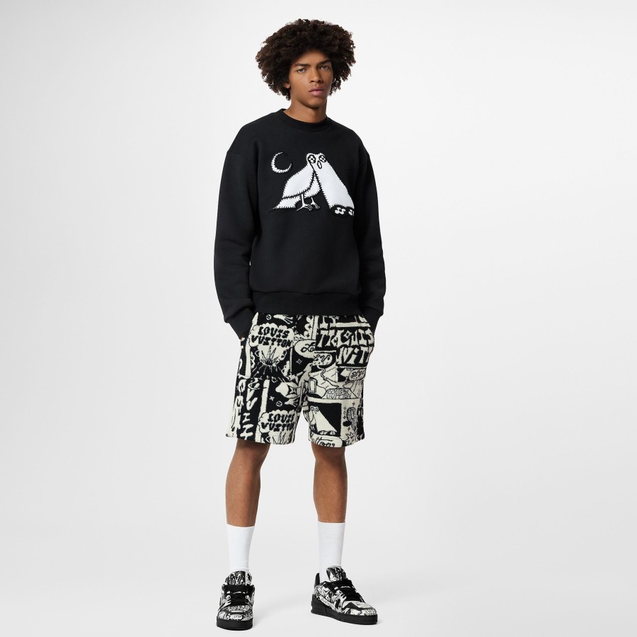 Men Louis Vuitton Knitwear And Sweatshirts | Lv Comics Owl Patch Crewneck