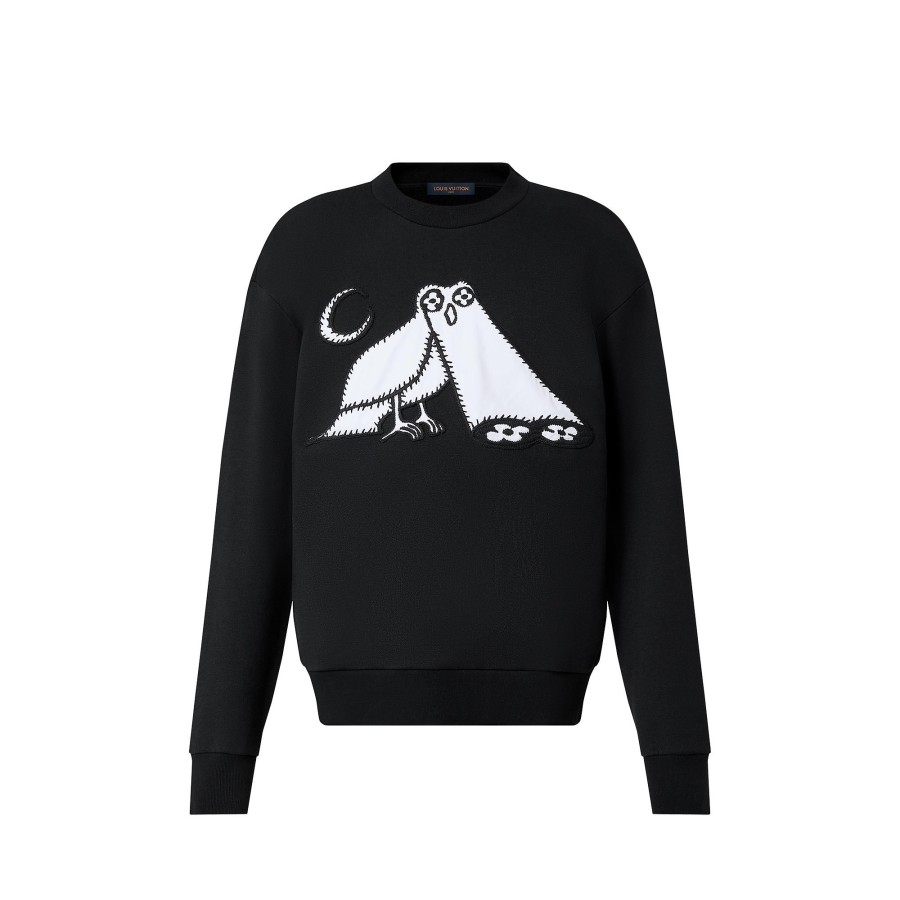 Men Louis Vuitton Knitwear And Sweatshirts | Lv Comics Owl Patch Crewneck