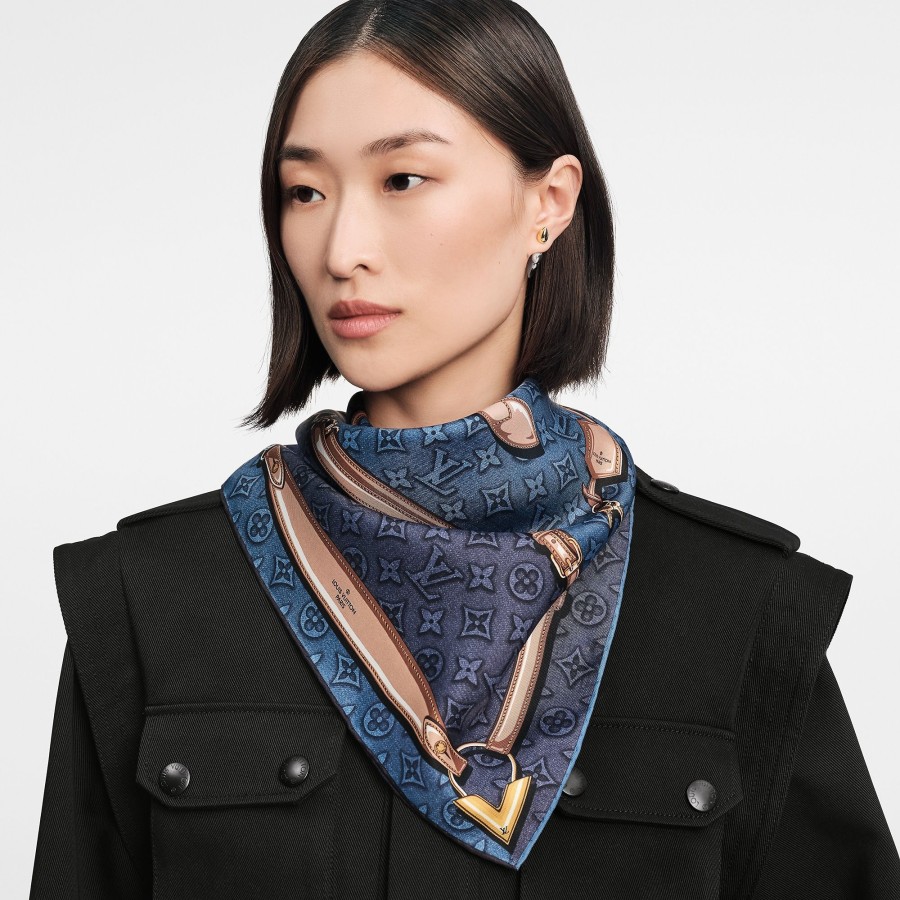 Women Louis Vuitton Silk Squares And Bandeaus | Denimgram Confidential Square 90 Denim Bleu