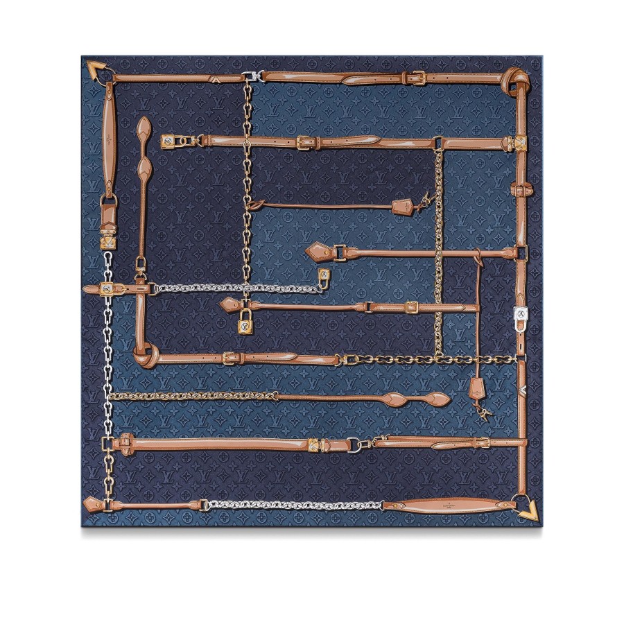 Women Louis Vuitton Silk Squares And Bandeaus | Denimgram Confidential Square 90 Denim Bleu