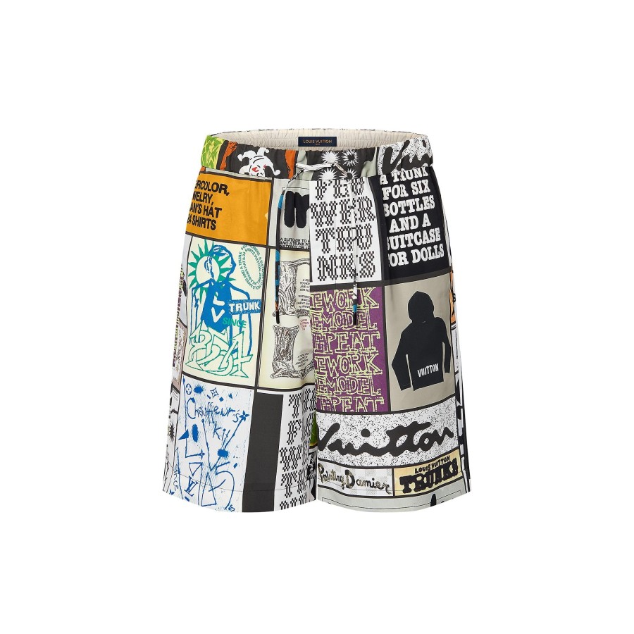 Men Louis Vuitton Pants | Silk Blend Printed Drawstring Shorts