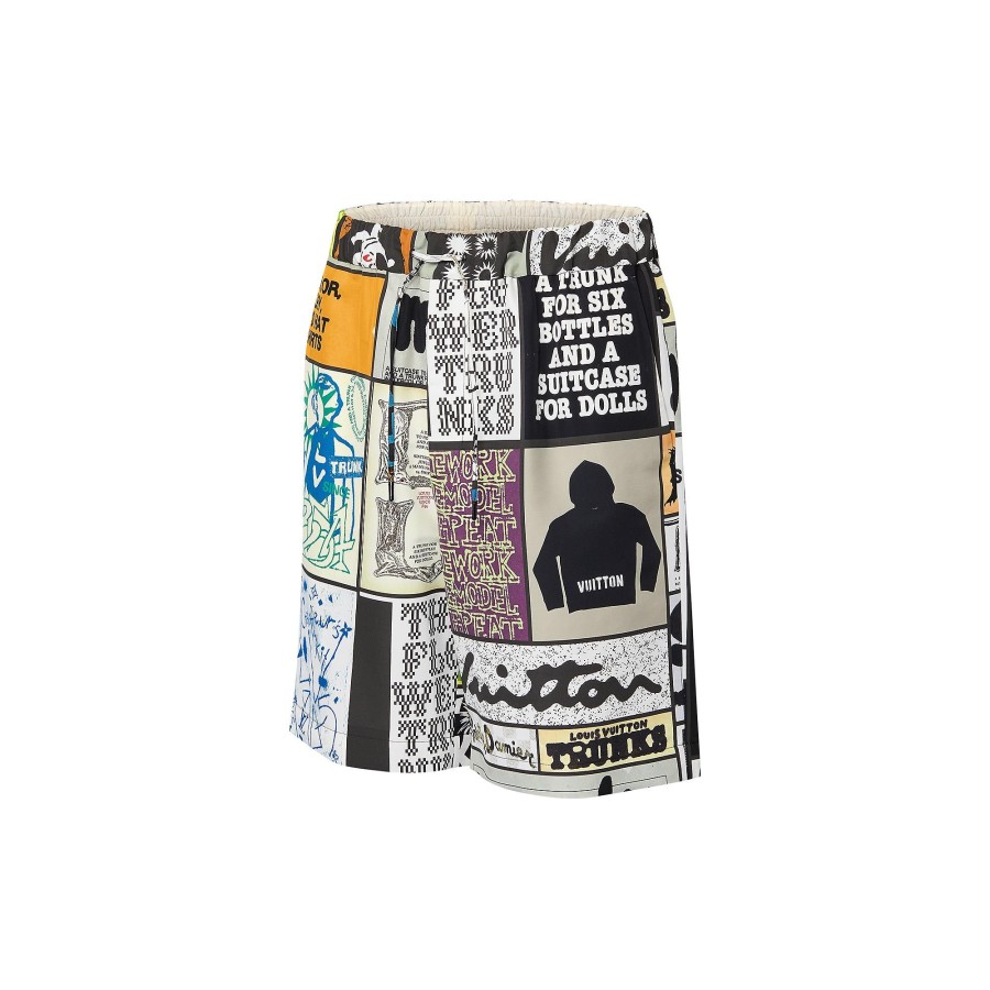 Men Louis Vuitton Pants | Silk Blend Printed Drawstring Shorts