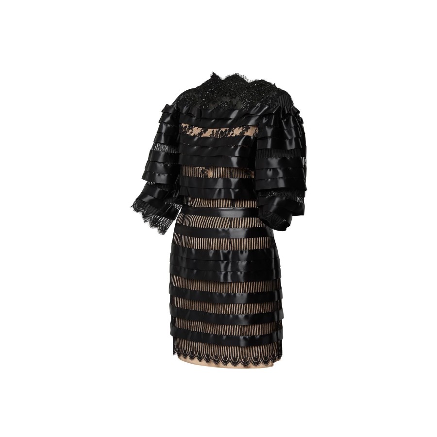 Women Louis Vuitton Dresses | Satin Stripes Embroidered Mini Dress