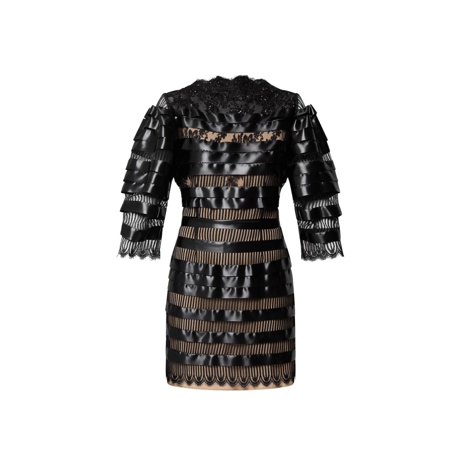 Women Louis Vuitton Dresses | Satin Stripes Embroidered Mini Dress