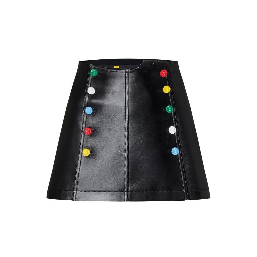 Women Louis Vuitton Skirts And Shorts | Lv X Yk Buttons Leather Mini Skirt