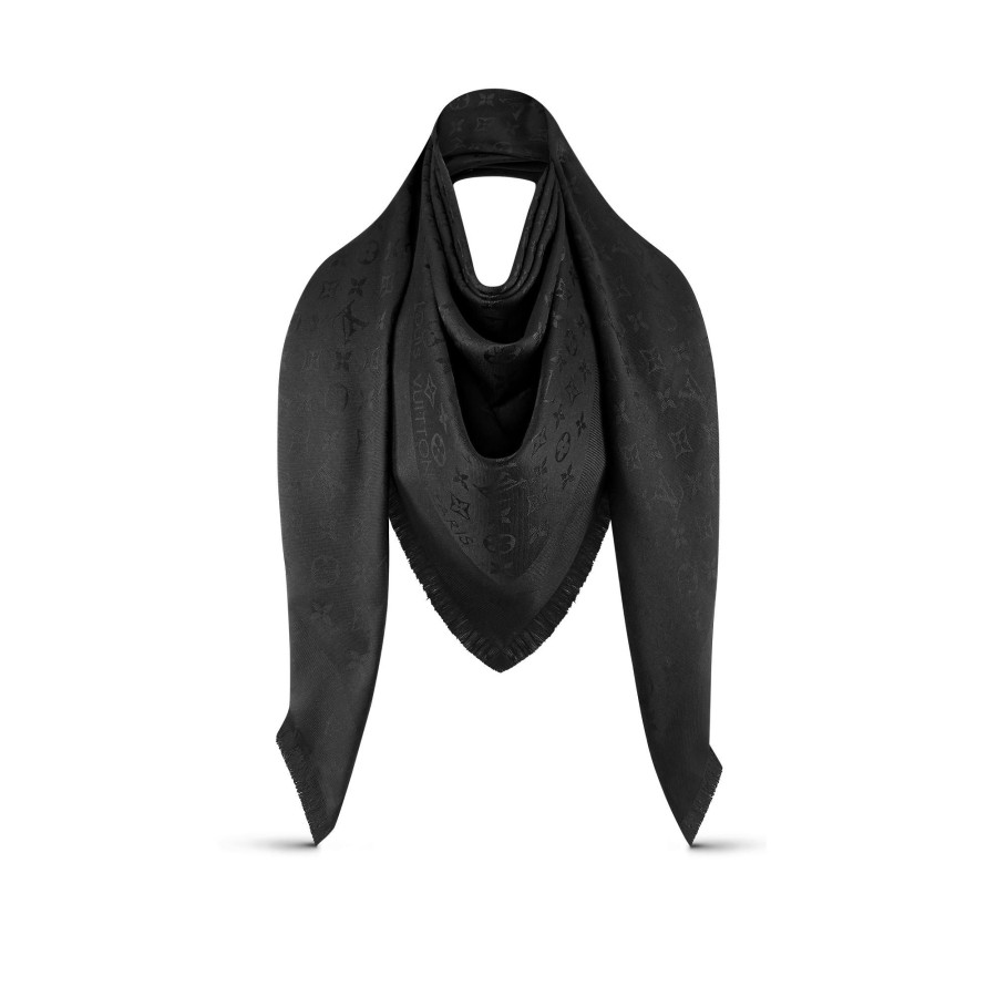 Women Louis Vuitton Shawls And Stoles | Monogram Shawl Black