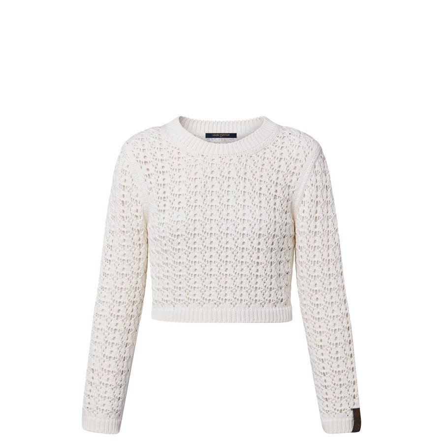 Women Louis Vuitton Knitwear | Crochet Knit Cropped Pullover