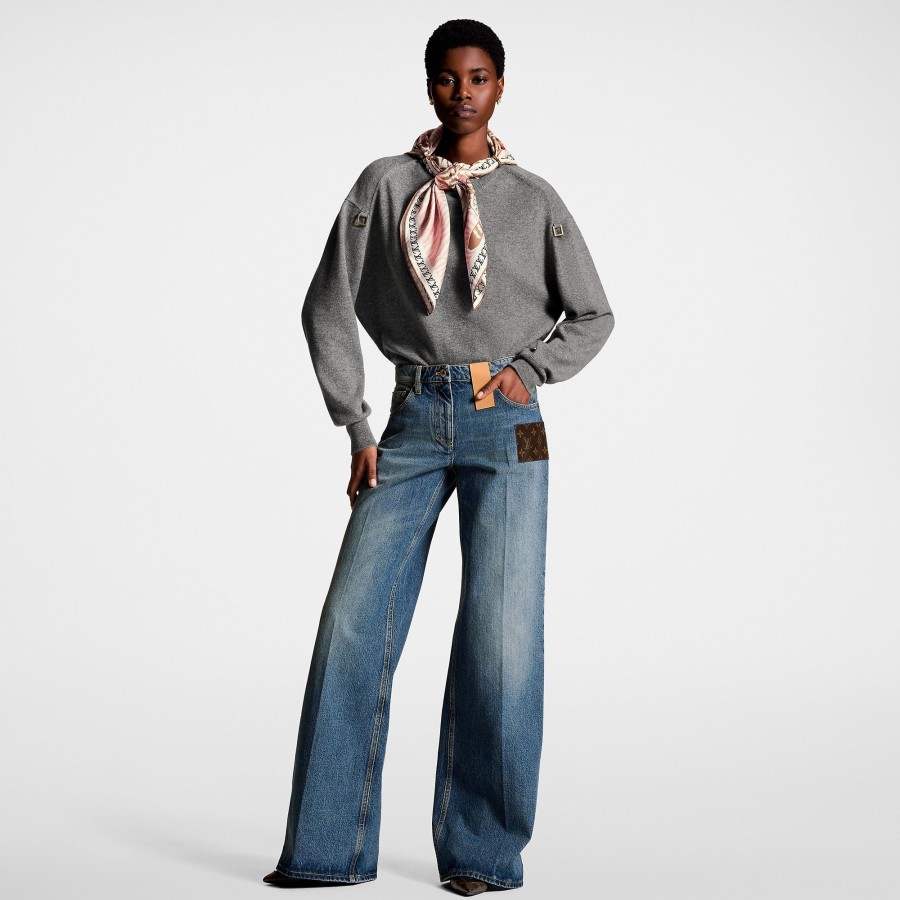 Women Louis Vuitton Pants | Stonewashed Monogram Patch Boot-Cut Jeans