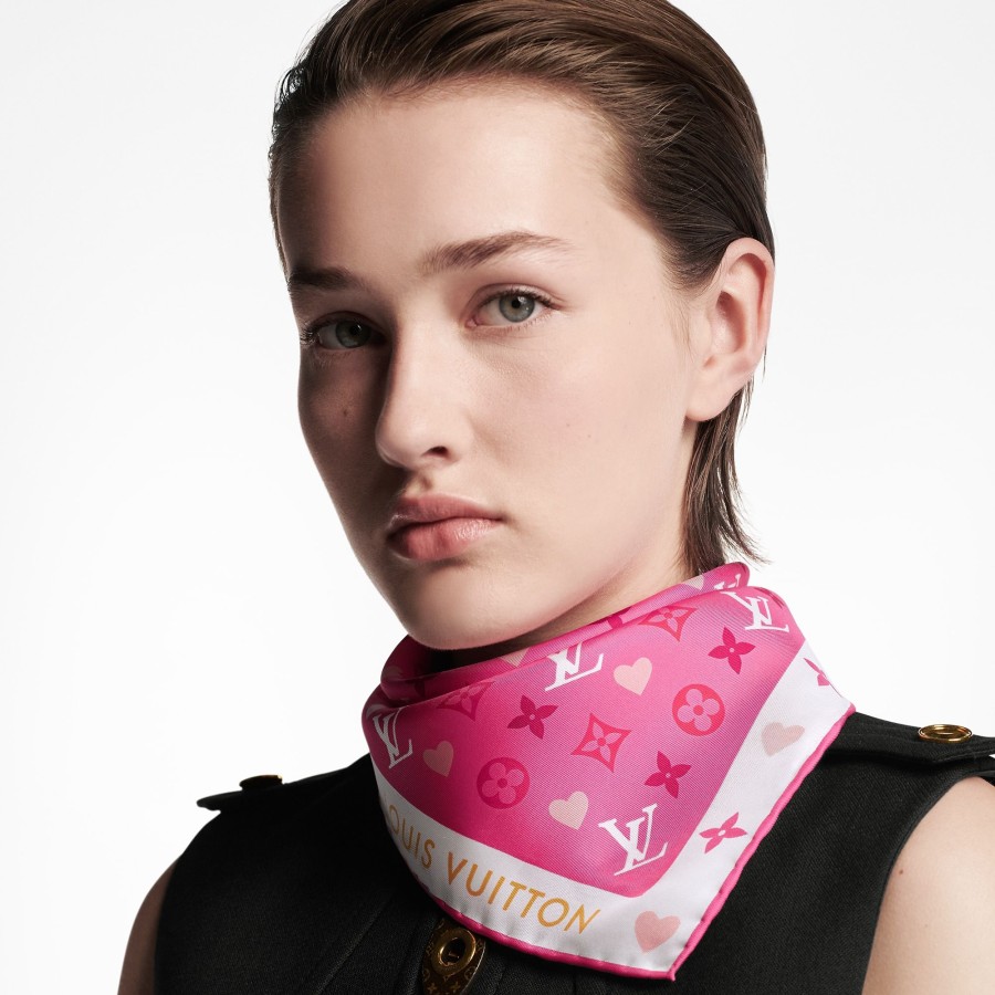 Women Louis Vuitton Silk Squares And Bandeaus | Game On Square 45 Pink